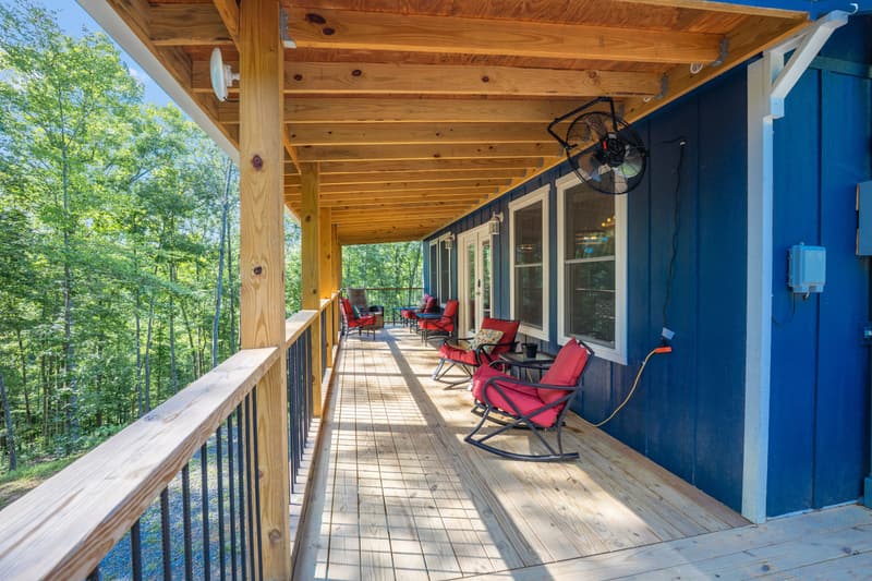Covered front porch with rocking chairs