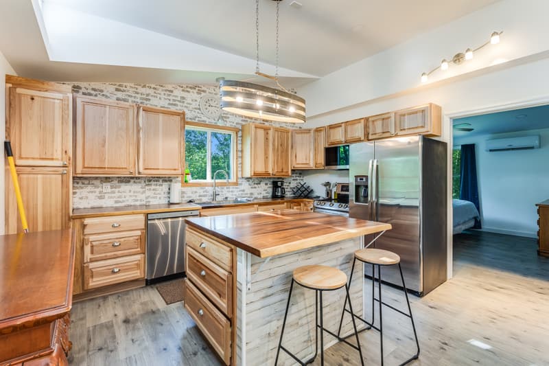 Kitchen with prep island