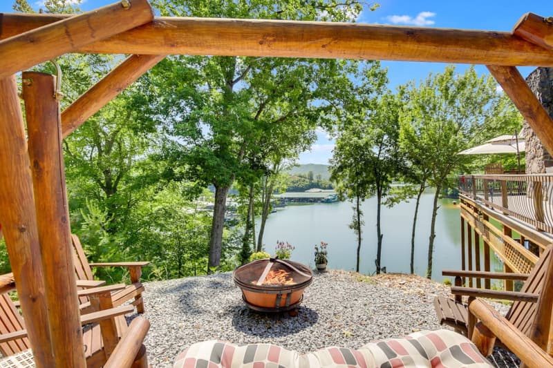 Fire pit overlooking the cove