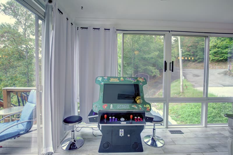 Retro arcade machine in the sunroom