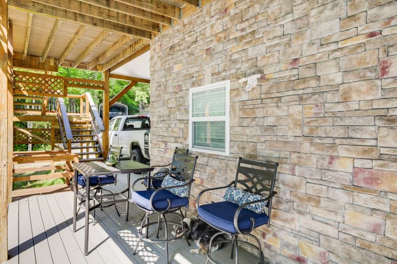 Lower-level patio seating