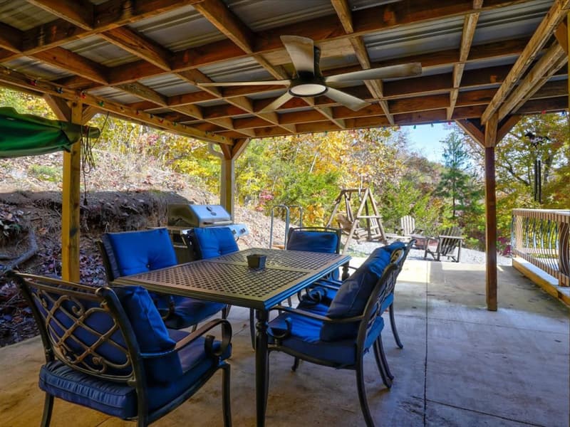 Covered patio dining for six